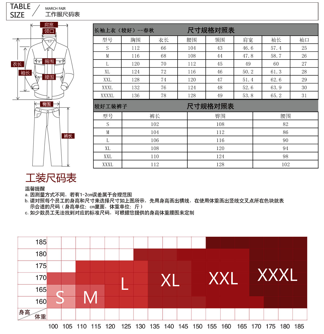 工作服腰围